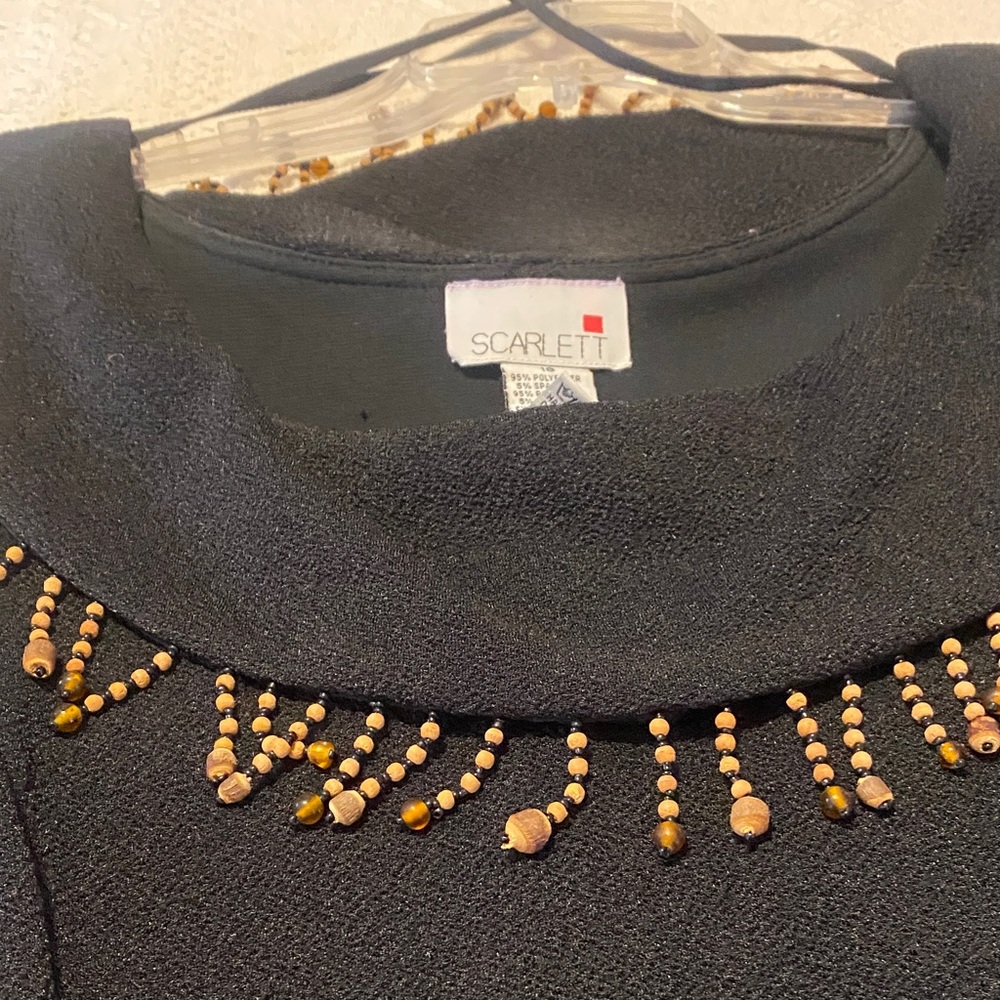 Scarlett Black Midi Dress with Gold Accents - Picture 3 of 5
